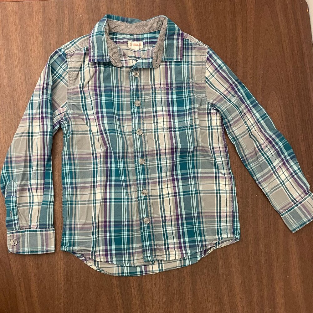 Boys Cat & Jack Long Sleeve Button Down Size Small (6/7)